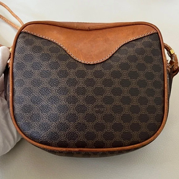 Celine Vintage Brown & Tan Monogram Crossbody Bag - Picture 3 of 12
